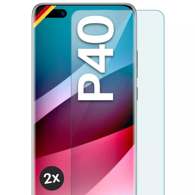 2x Echt Glas für Huawei P40 Panzerfolie Handy Hartglas Premium Displayschutz