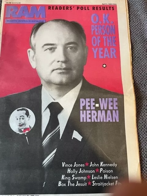 RAM Australian music magazine April 4th Pee Wee Herman on cover