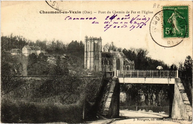 CPA AK CHAUMONT-en-VEXIN-Pont du Chemin de Fer et l'Église (423606)