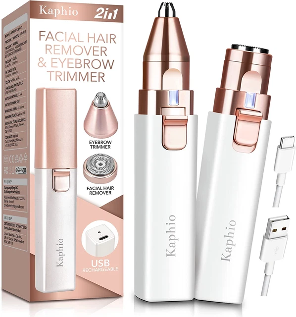 Depilación facial Kaphio para mujer, removedor de vello recargable, cejas 2 en 1
