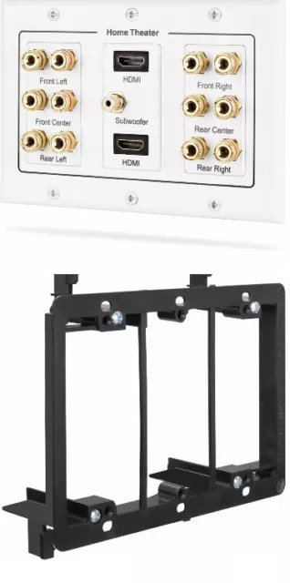Fosmon Home Theater 3-Gang 6.1 Surround Speaker Wall Plate + Fosmon 3-Gg Bracket