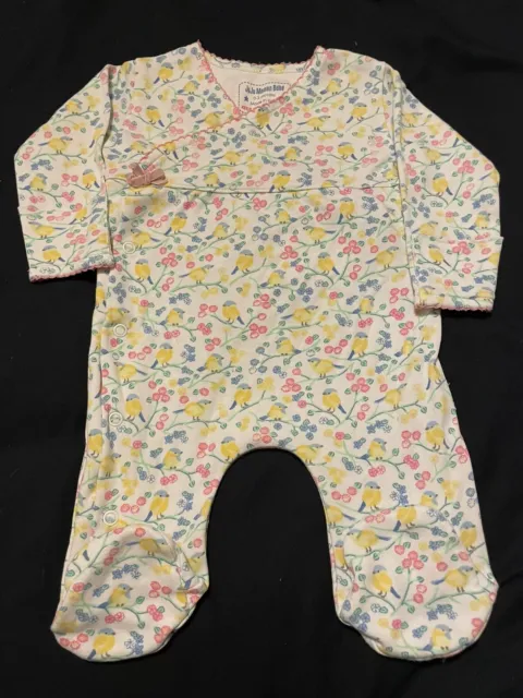 JoJo Maman Bebe Bluebird Floral Wrap Style Baby Sleepsuit 0-3 Months