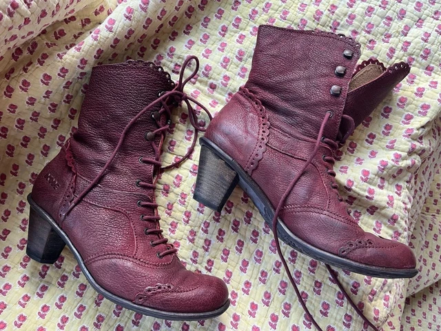Bottines DKODE 38  lacées montantes  bordeaux Vilma portées une fois rétro 1900