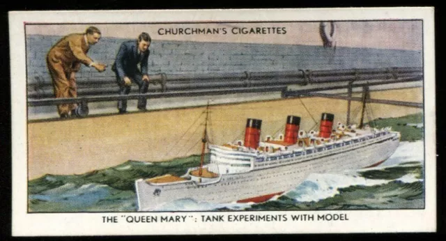 Tobacco Card, Churchman, THE QUEEN MARY, 1936, Tank Experiments with Model, #1