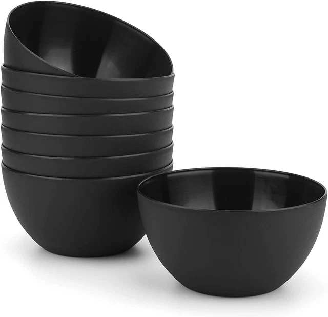 KX-WARE Plastic Bowls set of 8 - Unbreakable and Reusable 32oz/6 inch Black