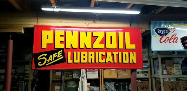 1949 Pennzoil Sign "SAFE LUBRICATION " Great Provenance  VERY RARE ! TRUST ME