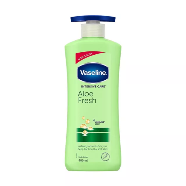 Vaseline Intense Soin Aloés Frais Corps Lotion pour Peau Sèche & Non Gras 400 ML