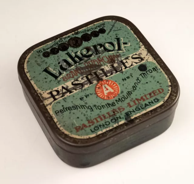 Vintage Lakerol Pastilles Pharmaceutical Medicine Tin Sweden Advertising