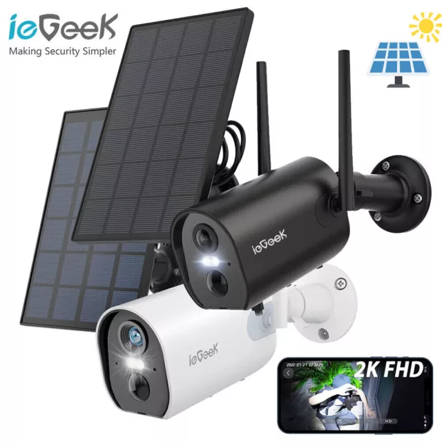 ieGeek 2K IP Wireless Security Solar Battery Camera Outdoor WIFI Home CCTV Cam