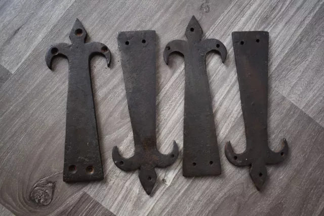 Hinges Vintage Odd Hand Forged Iron Strap Barn Gate Farm Decorative 4 Pic