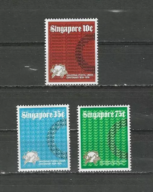 Singapore , 1974 , Centenary Upu , Set Of 3 Stamps , Mnh , Cv$4.75