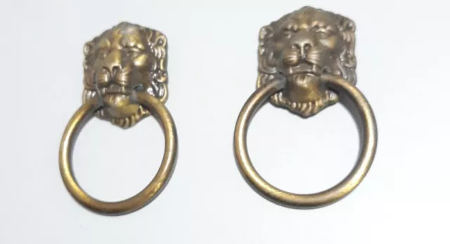 Vtg Allison Brass Lion Head Small Door Knocker Drawer Pull Hardware Ornate Japan