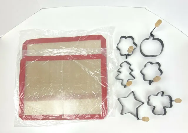 Paquete de huevos/moldes para panqueques (2) hoja antiadherente para hornear galletas de silicona sin marca