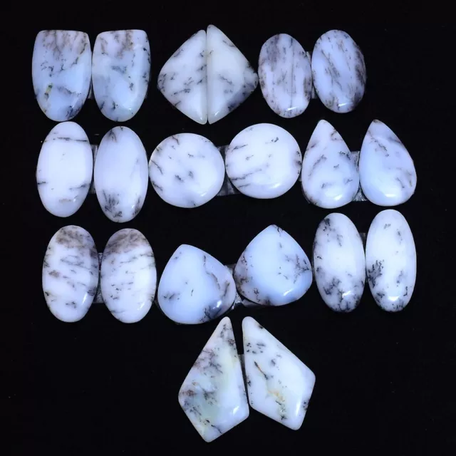 164.00 Cts Natural Dendrite Opal Cabochon 10 Pairs Untreated Loose Gemstones Lot