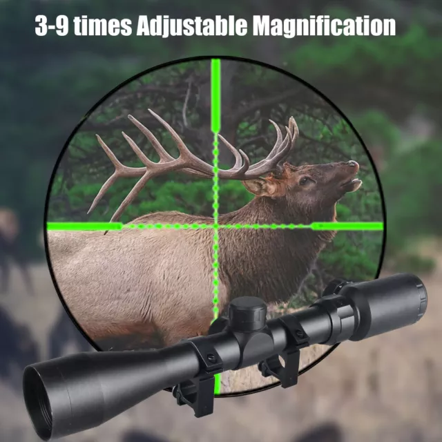 3-9x40EG Hunting Rifle Scope Red Green Illuminated Reticle Sights w/Rail Mount