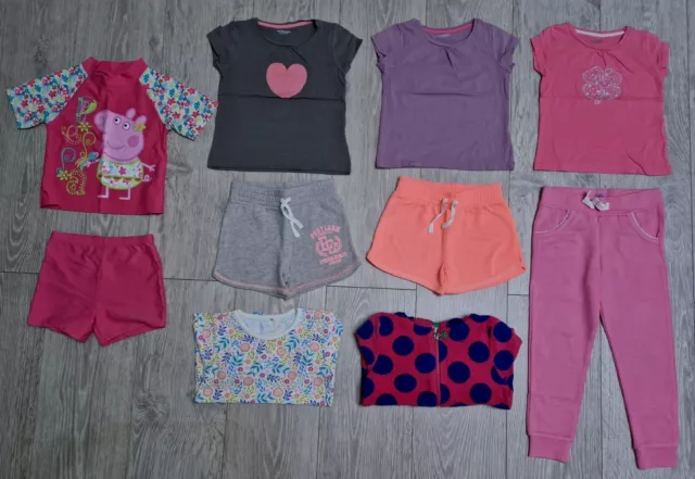 Girls Summer Clothes Bundle Age 4-5 YRS Tshirts Tops Shorts Hoodie Swimsuit
