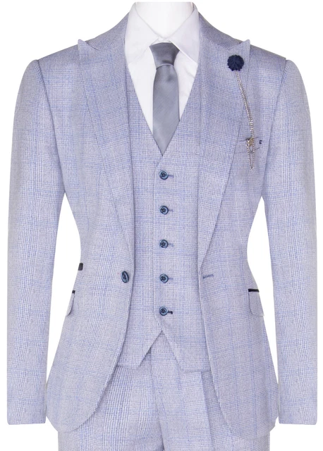 UOMO 3 PEZZI Tweed Abito Azzurro Quadri Peaky Blinders 1920 Gatsby Matrimonio EUR 332 83 PicClick IT