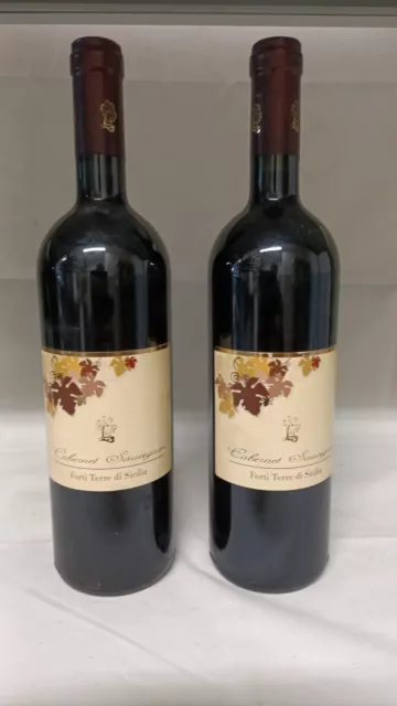 2 Bottiglie Cabernet Sauvignon Forti Terre di Sicilia 1998  Vino Rosso