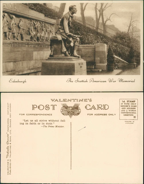Edinburgh Scottish American War Memorial Valentines Velvette Gravure