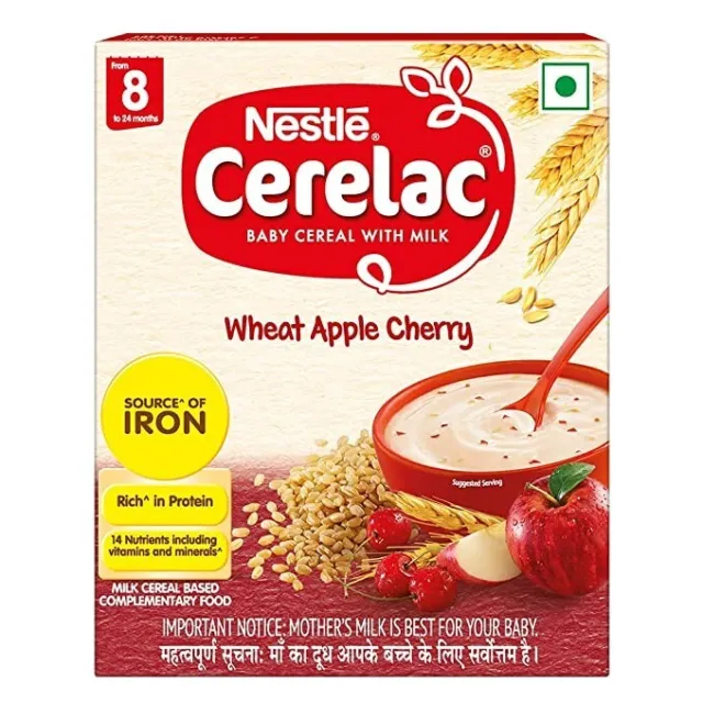 Nestlé Cerelac Bébé Céréale Avec Lait, Blé Apple Cerise De 8 Mth. 311ml BIB