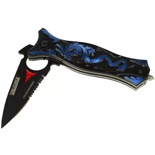 8" TAC FORCE BLUE DRAGON SPRING ASSISTED TACTICAL FOLDING KNIFE Pocket Blade 3