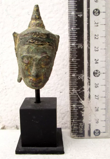 17th Century Bronze Ayutthaya Buddha Head (Gold Leaf)