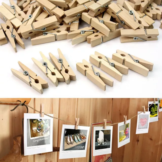 100% NATURAL Decking Mini Wooden Clothe Photo Paper Peg Clothespin decoration