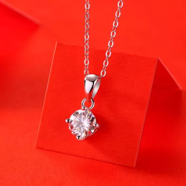 Boda cuatro garra Moissanite CZ 925 collar de plata esterlina mujer joyería...