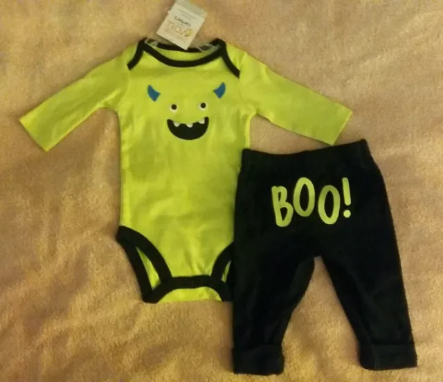 NEW Carter's JOY 3 Months Baby Boy Halloween Monster "BOO!" Bodysuit & Pants Set