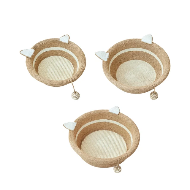 Sisal Cat Bed Kitten Scratching Pad Grind Claws Hammock Round Wear Resistant