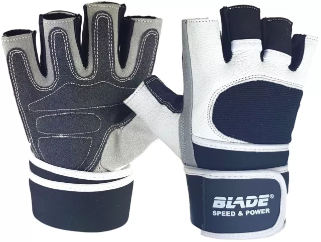 Gym Workout White Weight Lifting Gloves Strap Body Building Training Fitness[L]