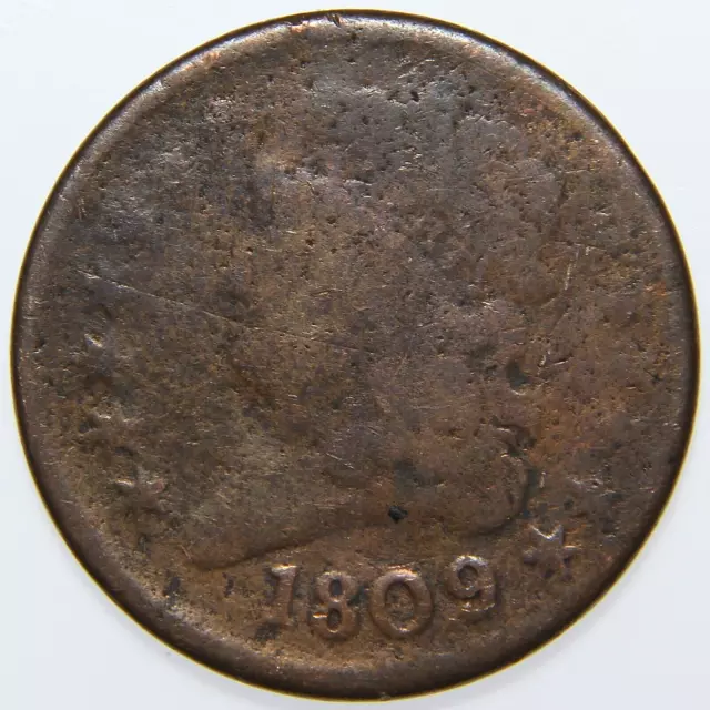 1809 US Classic Head Half Cent 1/2c Decent Detail Corroded -2996-