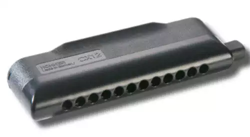 Hohner CX12 Chromatic Harmonica Black in the Key of A