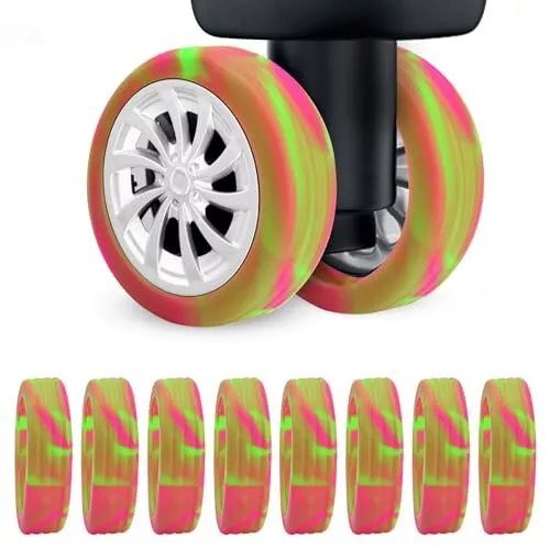 8Packs Luggage Wheel Covers, Silicone Luggage Wheel Covers for 8Pcs Red+Green