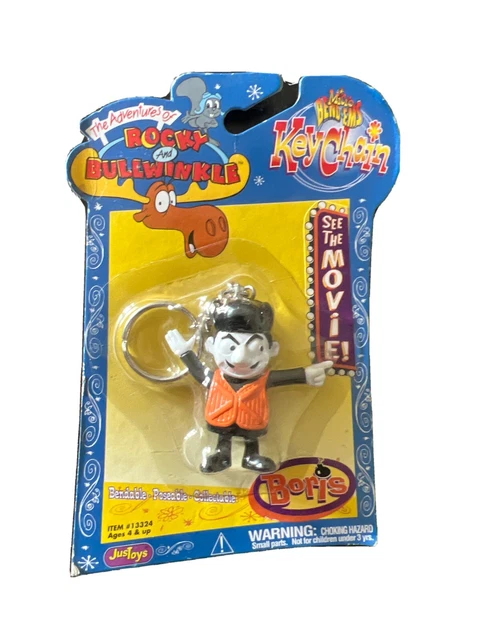 Bullwinkle Movie Boris Key Chain Mint on Card Dated 2000