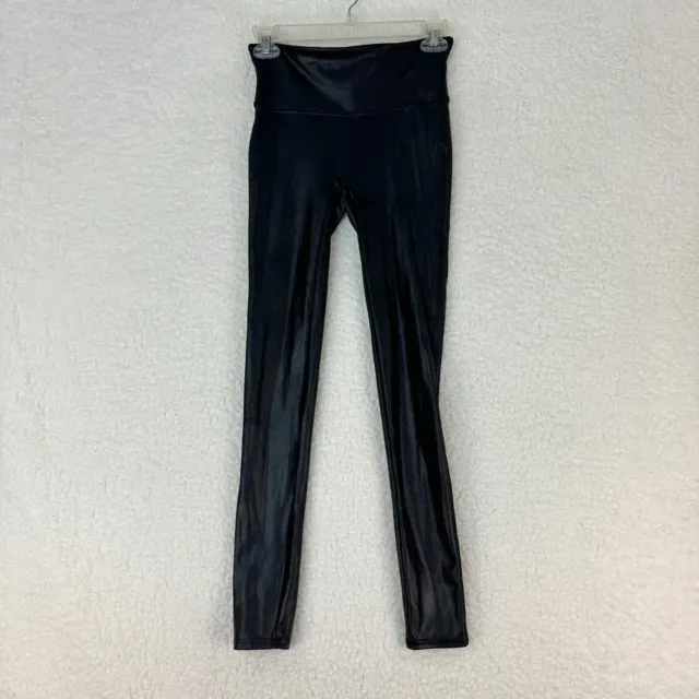 Spanx Ready-To-Wow Faux Leather Leggings Womens Black Stretch Ankle Size Small