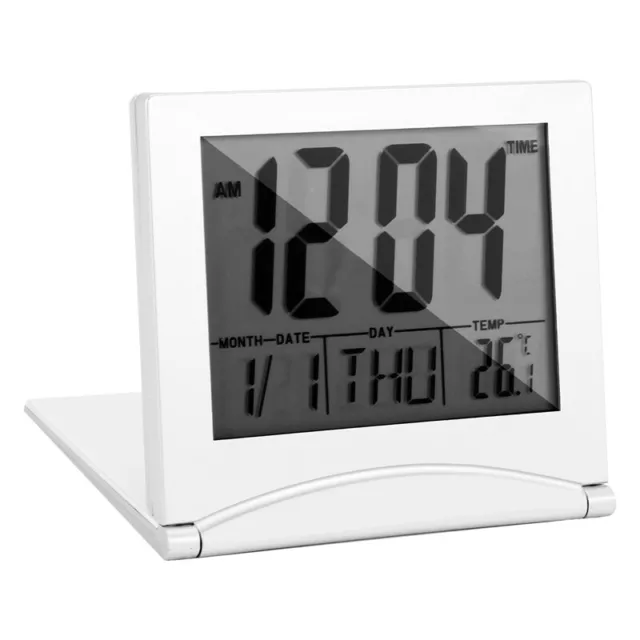 Reloj Despertador de Viaje, Reloj Plegable de Escritorio con Pantalla LCD 3399
