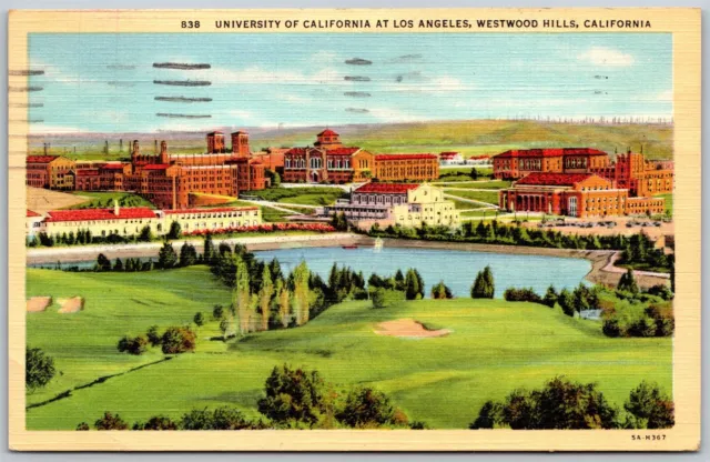 Vtg Los Angeles CA Westwood Hills University of California 1930s View Postcard