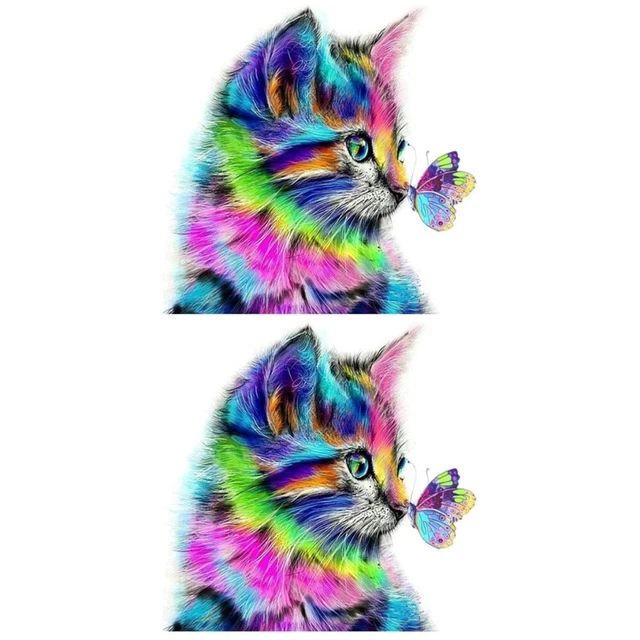 2 stücke 40x40cm Perlen Malerei Katze und Muster Kreuzstich Malerei by Diamond
