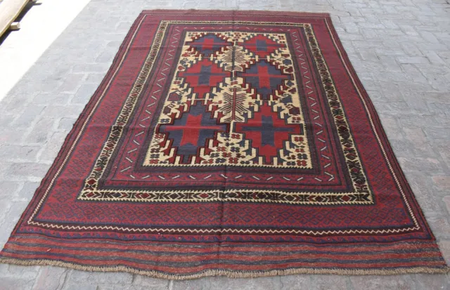 6 x 9'3 Handmade afghan tribal adraskan wool area kilim rug, 6x9 persian rug