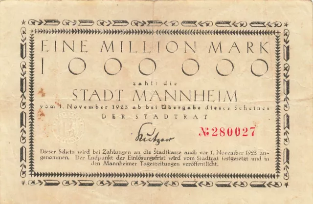 Mannheim - Stadt - 1 Million Mark