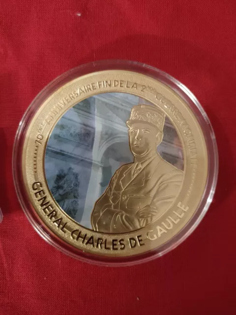 Medaille Doree A L'or Fin Général De Gaulle