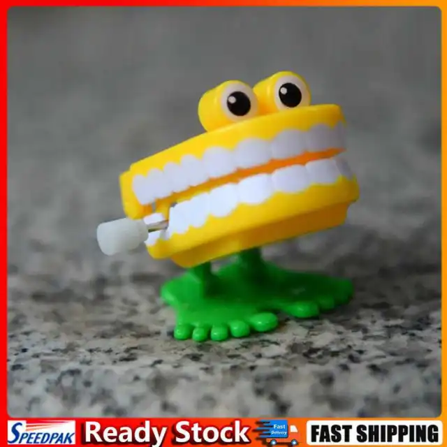 Wind Up Clockwork Toy Chattering Funny Cute Walking Teeth Toys (Yellow) Hot