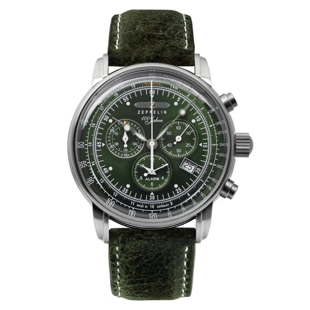 Zeppelin 8680-4 100 Anni Quadrante Verde Cronografo Orologio da Polso