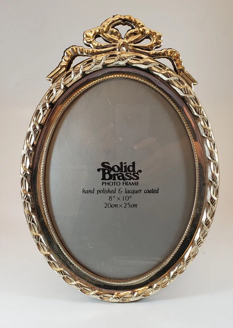 ~ Vintage Ornate Louis XVI Style Large Oval Brass Picture Frame by Solid Brass ~