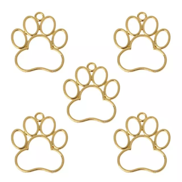 5Pcs Dog Footprint Bezel Hollow Color Charms Pendant UV Resin Crafts Blank