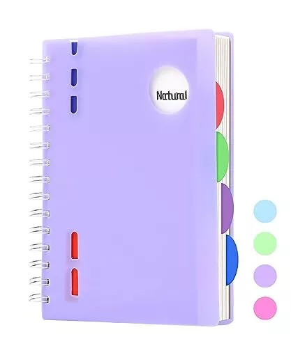 Spiral Notebook  Ruled 5 Subject Notebook with Tabs Dividers 6" X 8"  Work 206