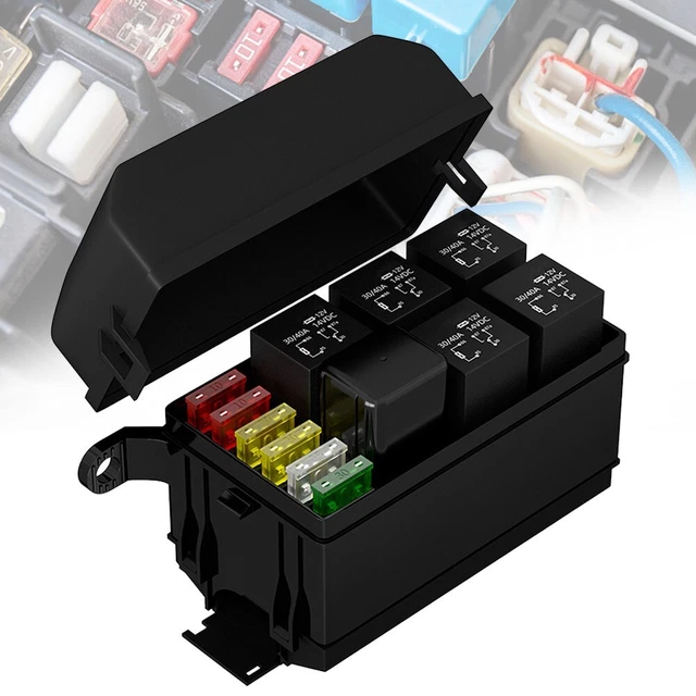 12V✅ Fuse And Relay Box Car Retrofit Socket 6 Slots Relay Block Car Fuse Box Kit