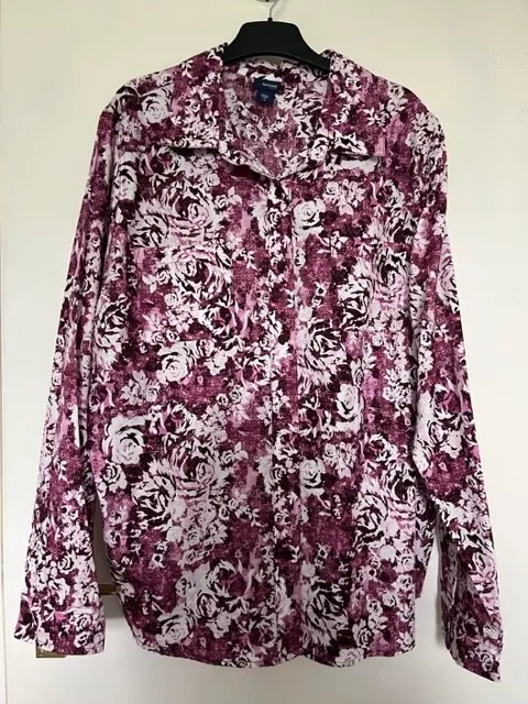 Ladies Womens Pink & White Floral Print Shirt -BNWOT  Fr USA - SZ 1X 18-20