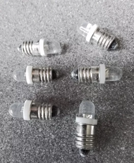 6 x 6v White LED BULBS E10 MES SCREW BULB GLB987 LLB987 987 6 Volts Classic Car